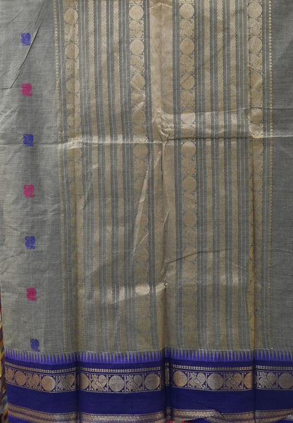 Chettinad Cotton Saree-Grey-Violet