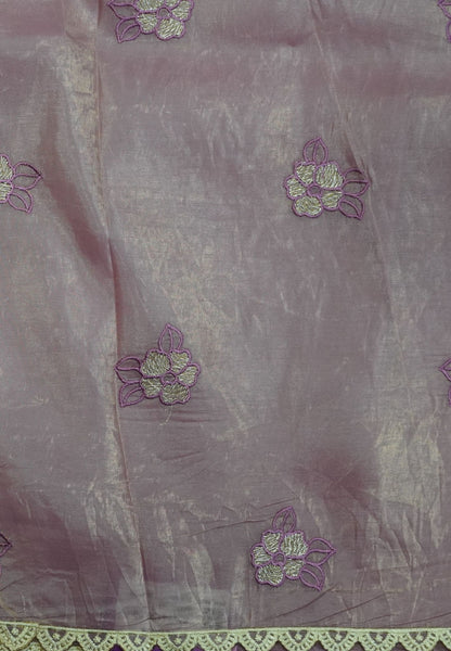 Paper Work Saree - Onion Pink