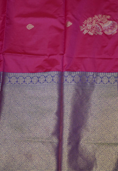 Semi Silk Saree-Rani Pink