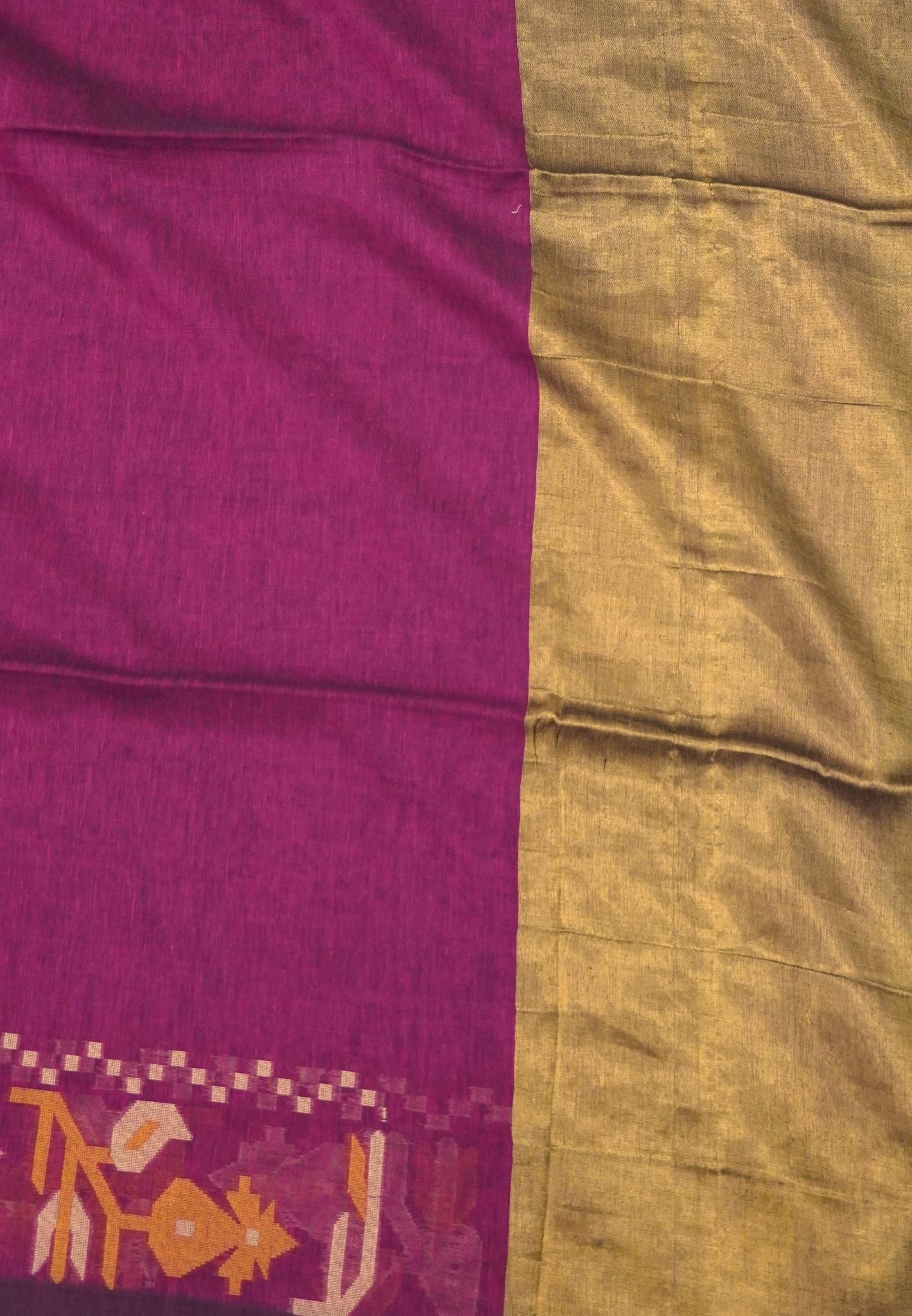 Handloom Cotton Saree- Magenta Kalash Jamdhani Border