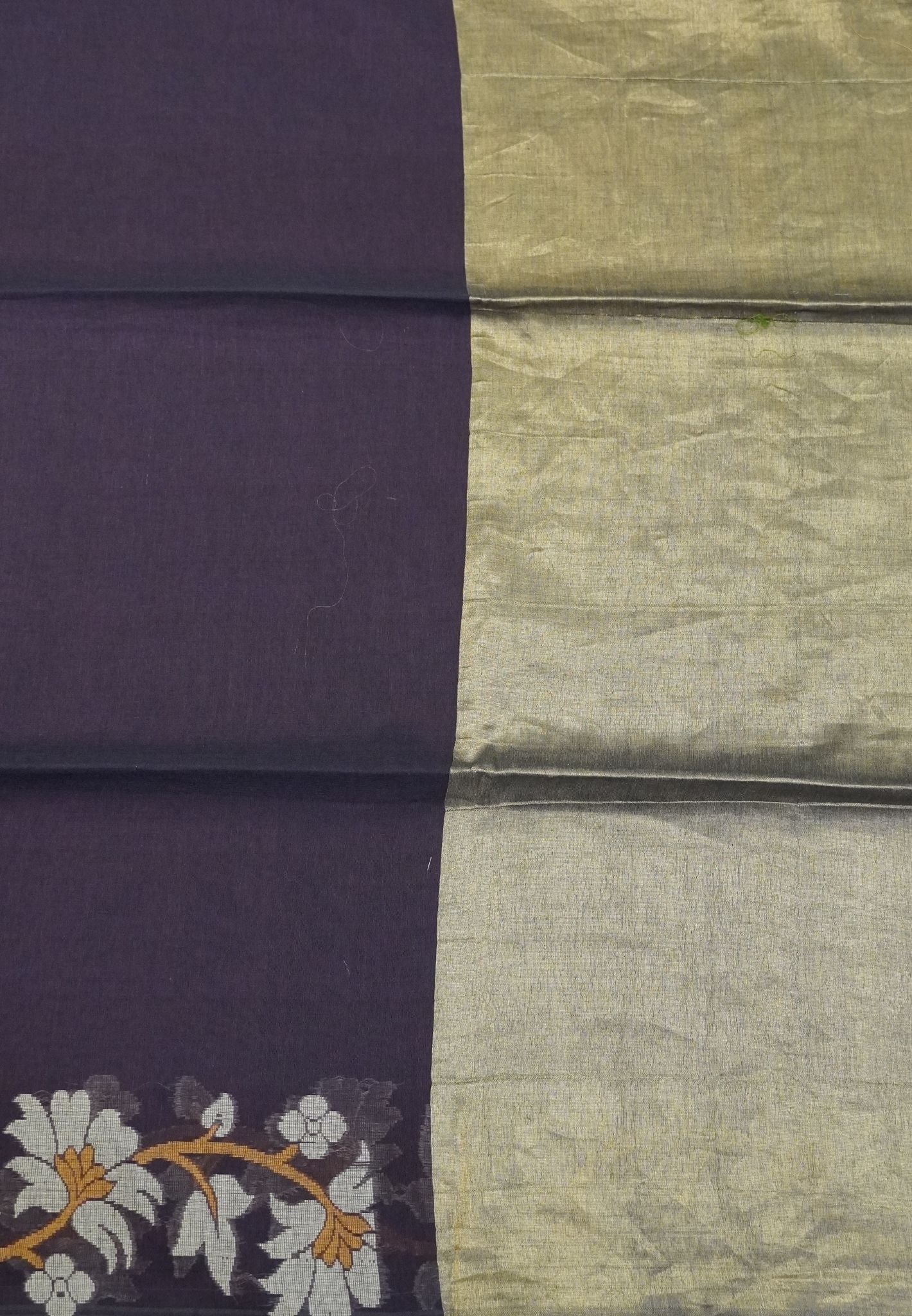 Handloom Cotton Saree-Coffee Brown Lotus Jamdhani Border