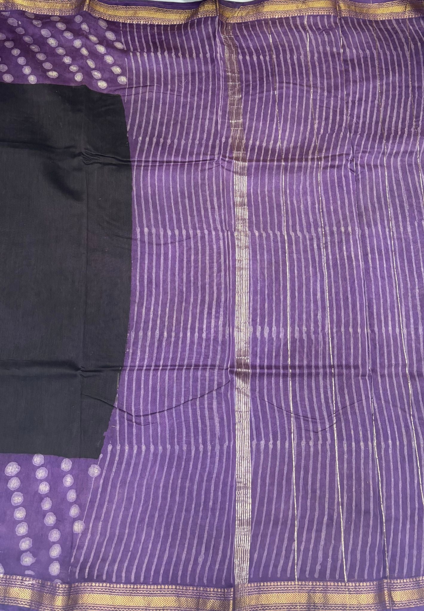 Pure Maheshwari Silk Cotton Saree-Dark Brown