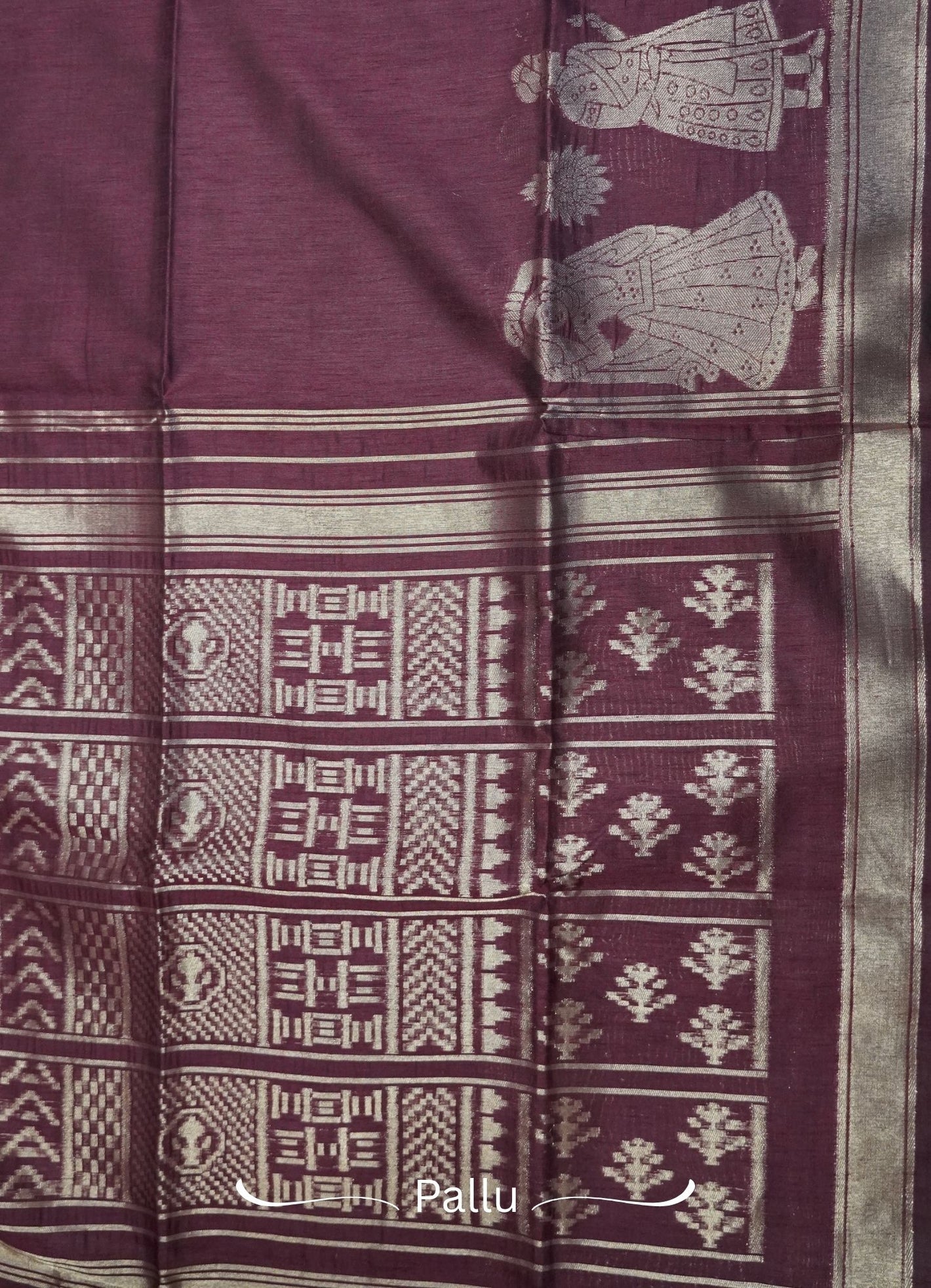 Semi Raw Silk Saree - Maroon with Doll Zari