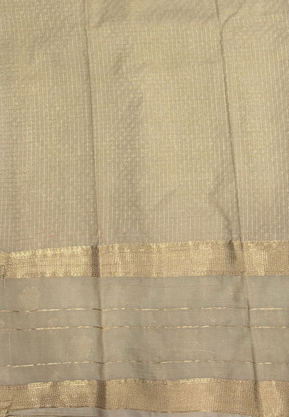 Art Mysore Silk Saree-Brown in Checkered Pattern with Contrast Border