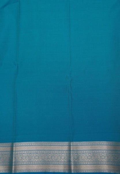 Budget Kanchipuram Saree-Sky Blue In Paisley Jaal Zari Border
