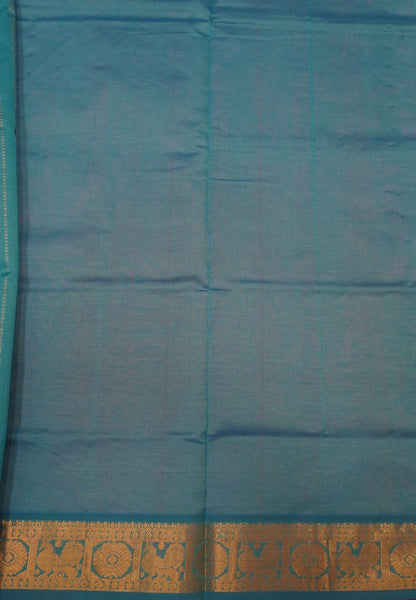 Pure Silk Cotton Saree-Mitai Pink-Sky Blue