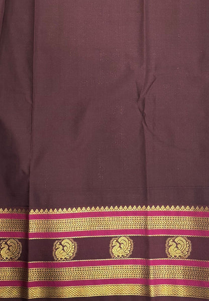 Budget Kanchipuram Saree-Olive Green with Contrast Border