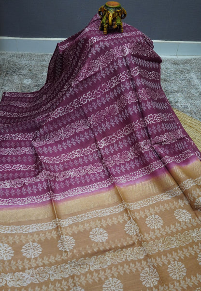 Bhagalpur Cotton Saree-Purple
