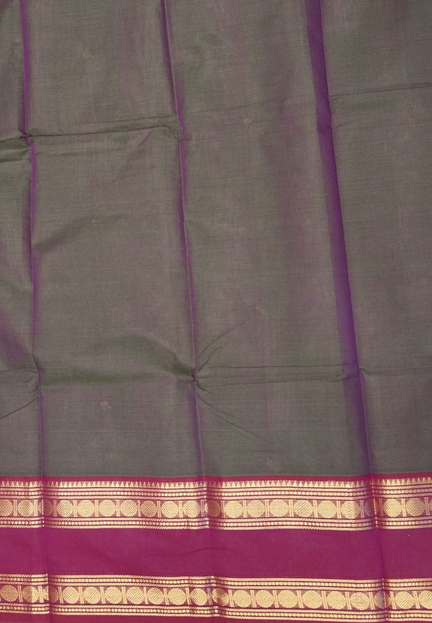 Kanchi Cotton Saree-Greenish Purple With Rudraksh Border