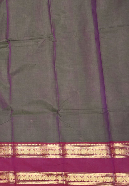 Kanchi Cotton Saree-Greenish Purple With Rudraksh Border