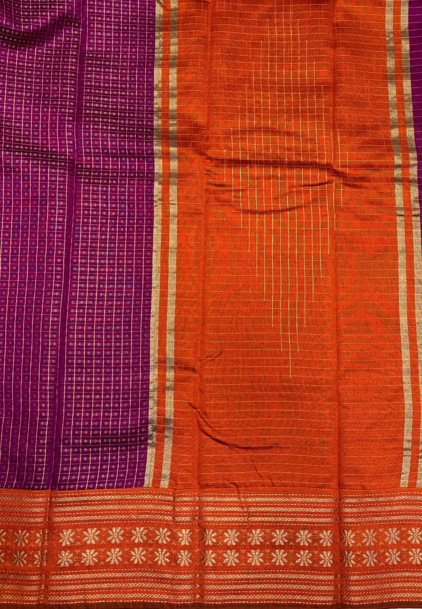 Raw Silk Saree-Magenta in 1000 Butta with Contrast Zari Border