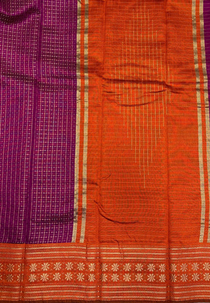 Raw Silk Saree-Magenta in 1000 Butta with Contrast Zari Border