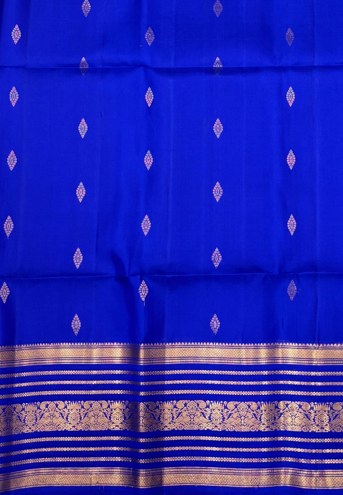 Pure Kanchipuram Silk Saree-Ms Blue in Varisapet Border