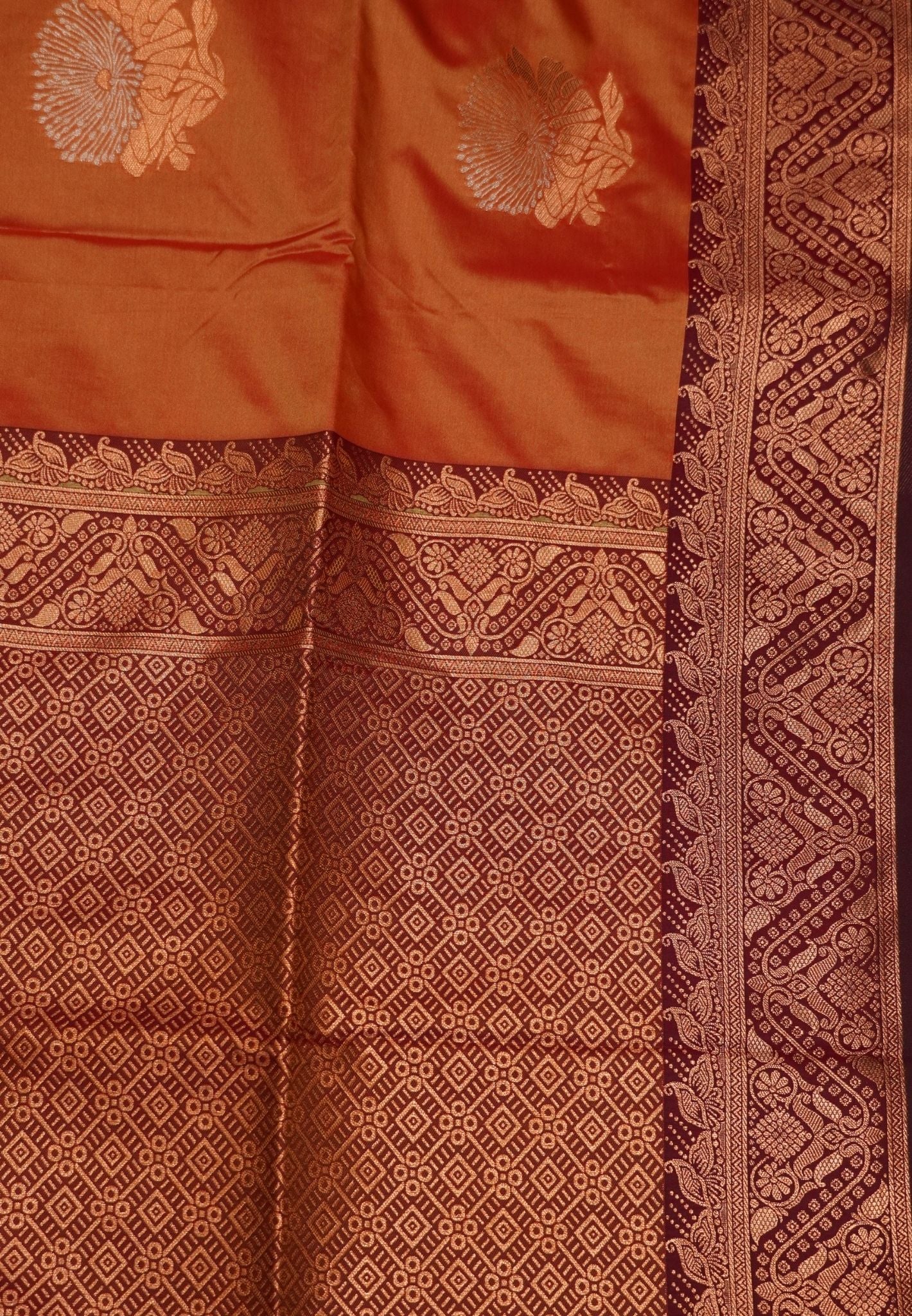 Semi Silk Saree-Golden Orange