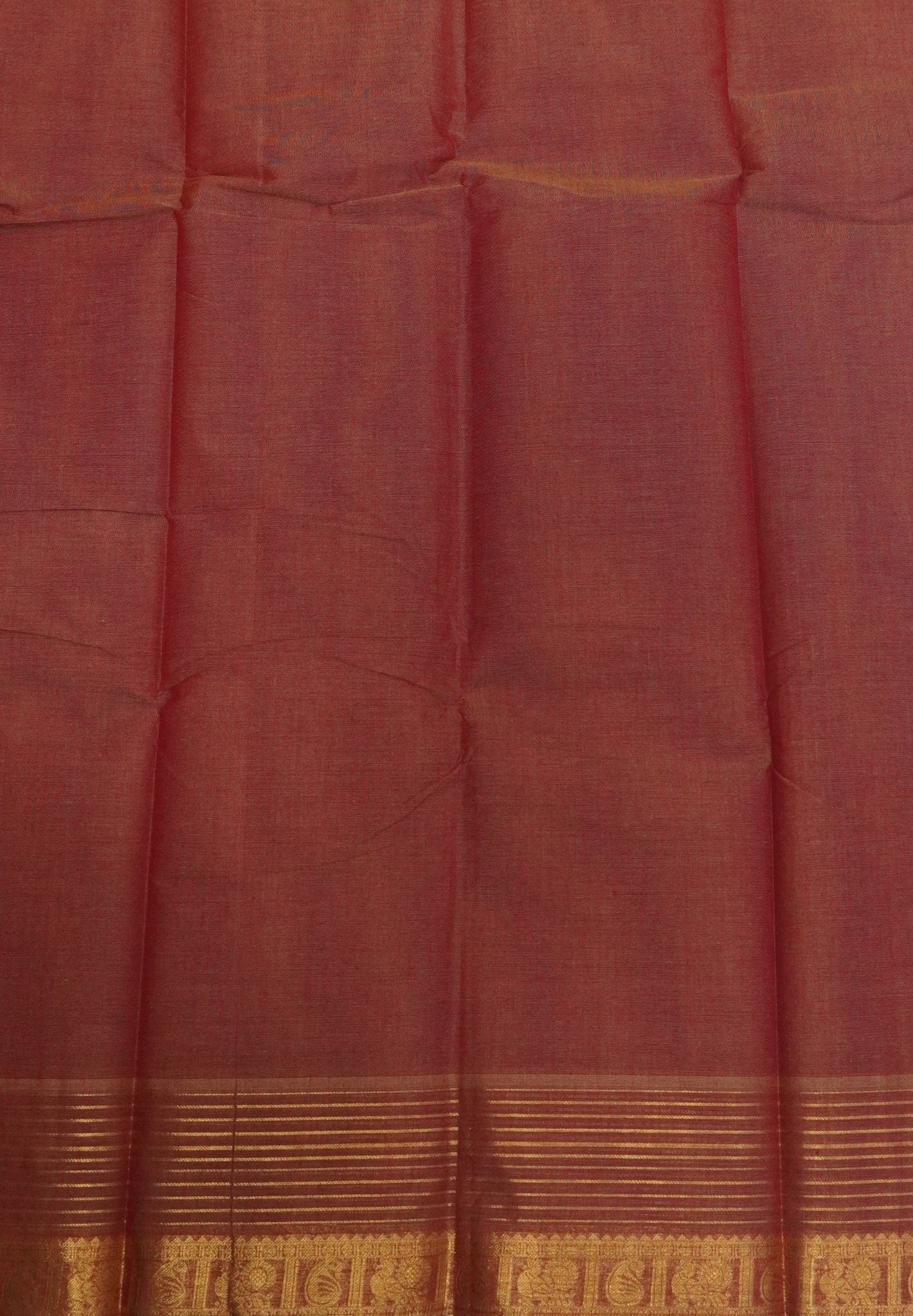 Chettinadu Cotton Saree-Copper Brown in Vairaoosi Pattern