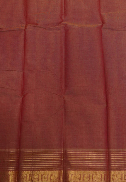Chettinadu Cotton Saree-Copper Brown in Vairaoosi Pattern