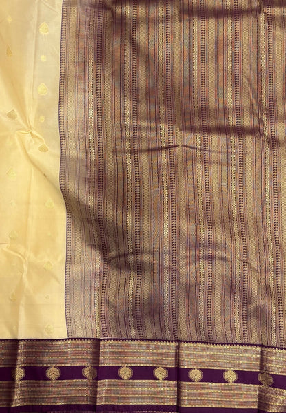 Budget Kanchipuram Saree-Ivory with Contrast Border