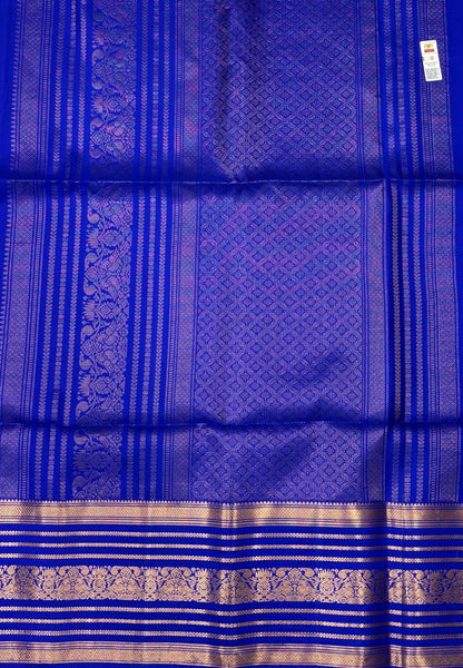 Pure Kanchipuram Silk Saree-Ms Blue in Varisapet Border