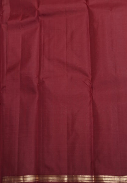 Pure Kanchipuram Silk Saree-Maroon with Small Border