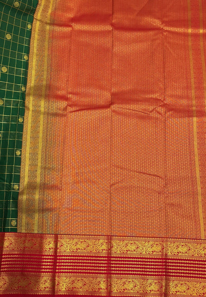 Budget Kanchipuram Saree-Green with Contrast Border