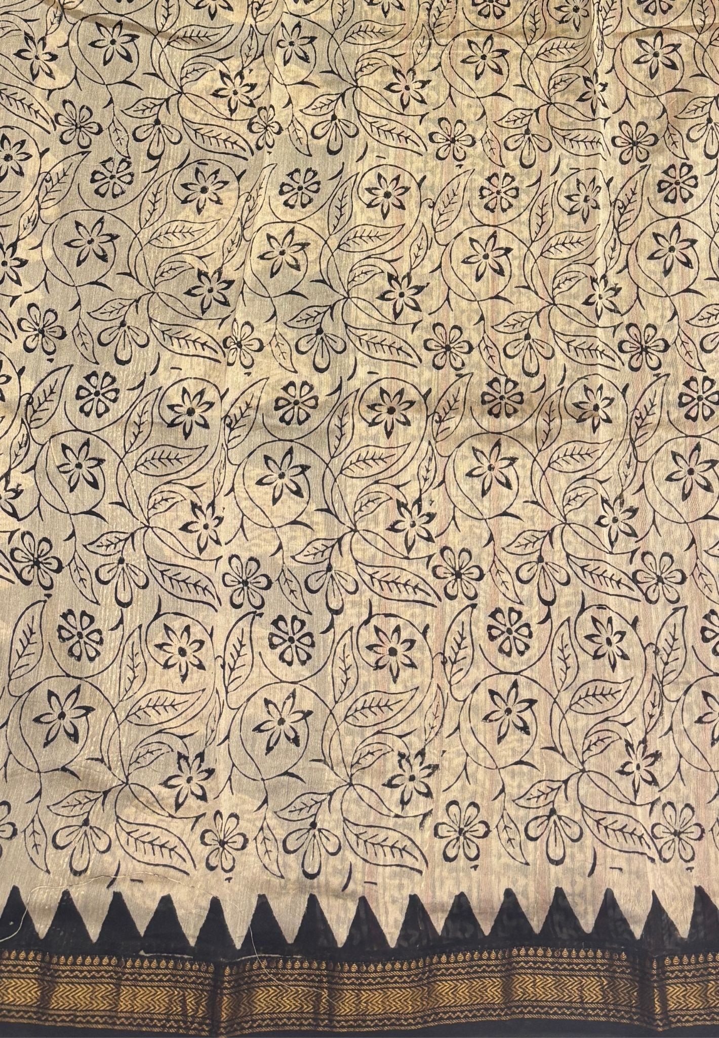 Pure Maheshwari Silk Cotton Saree-Beige