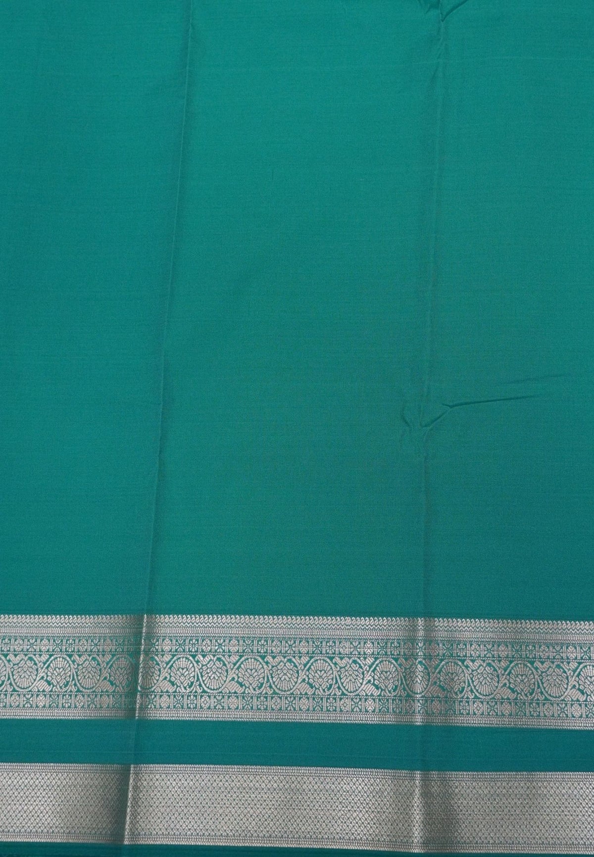 Budget Kanchipuram Saree-Teal Green In Floral Vine Zari Border