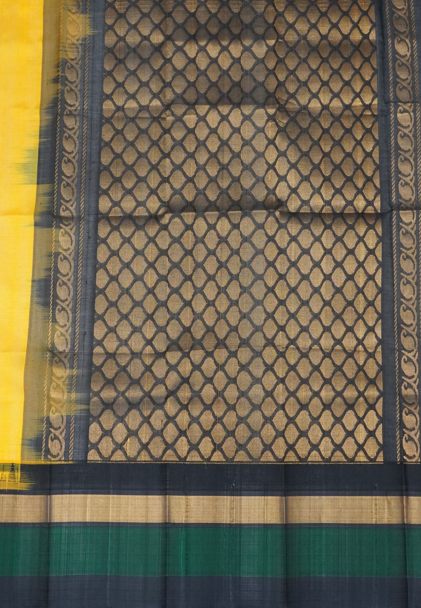 Pure Silk Cotton Saree – Yellow with Classic Temple Zari Border