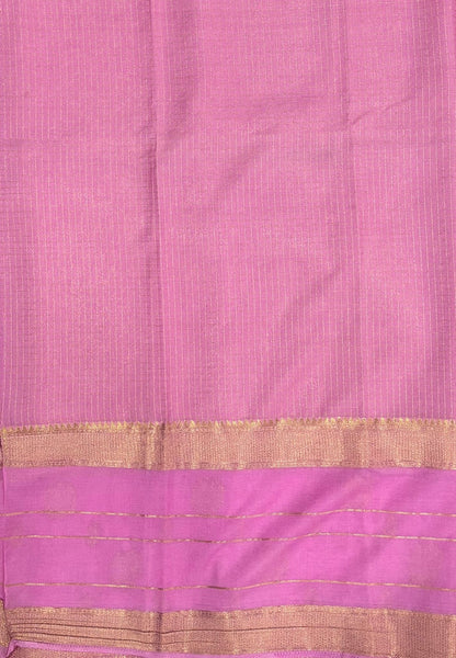 Art Mysore Silk Saree-Orange in Checkered Pattern with Contrast Border