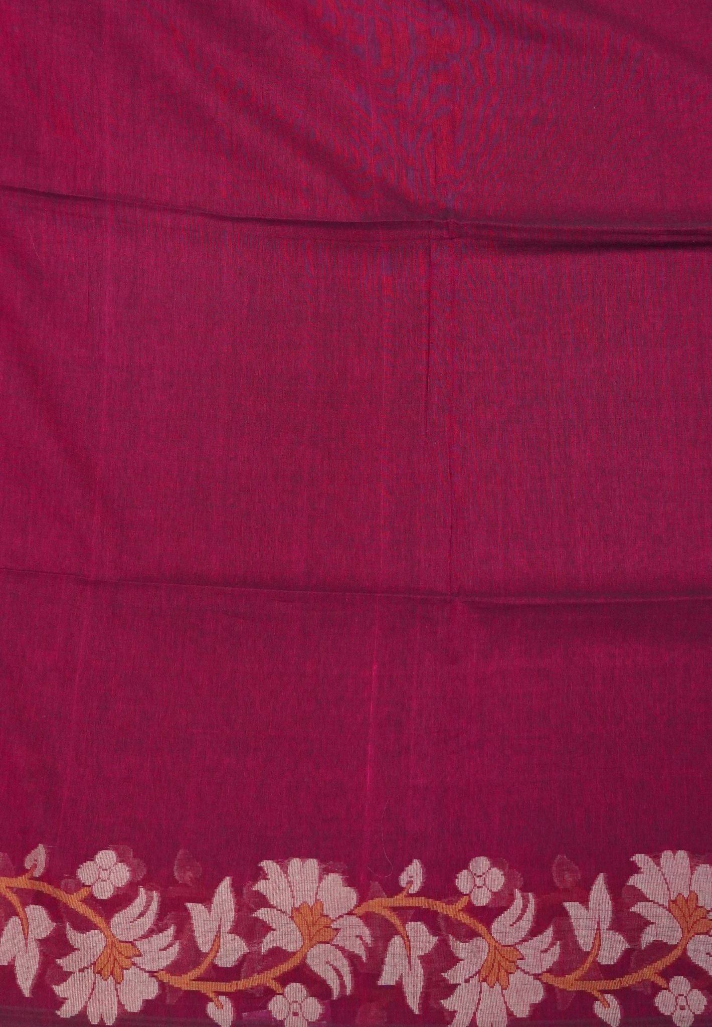 Handloom Cotton Saree-Magenta Lotus Jamdhani Border