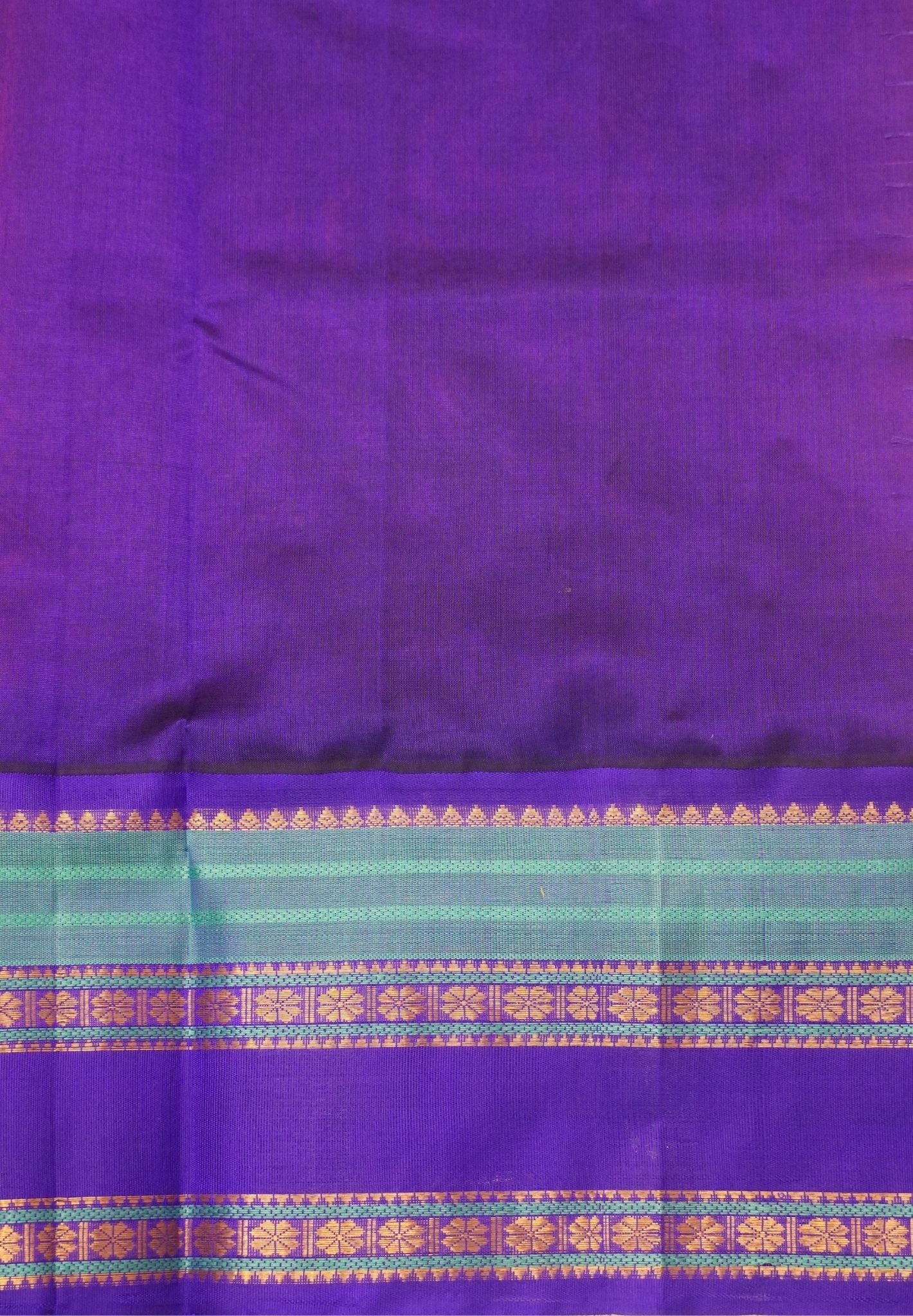 Pure Silk Cotton Saree-Mittai Pink-Blue with Floral Zari Contrast Border