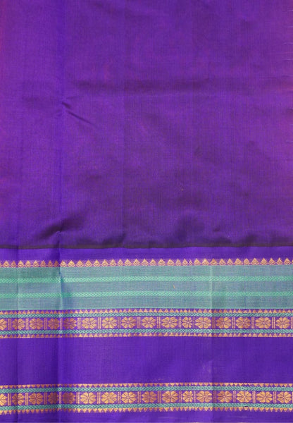 Pure Silk Cotton Saree-Mittai Pink-Blue with Floral Zari Contrast Border