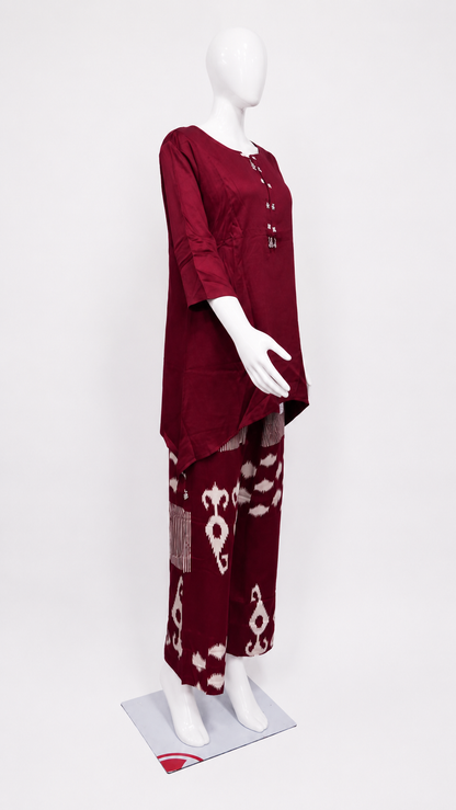 Short Cord Set with Classic Ikat Palazzo