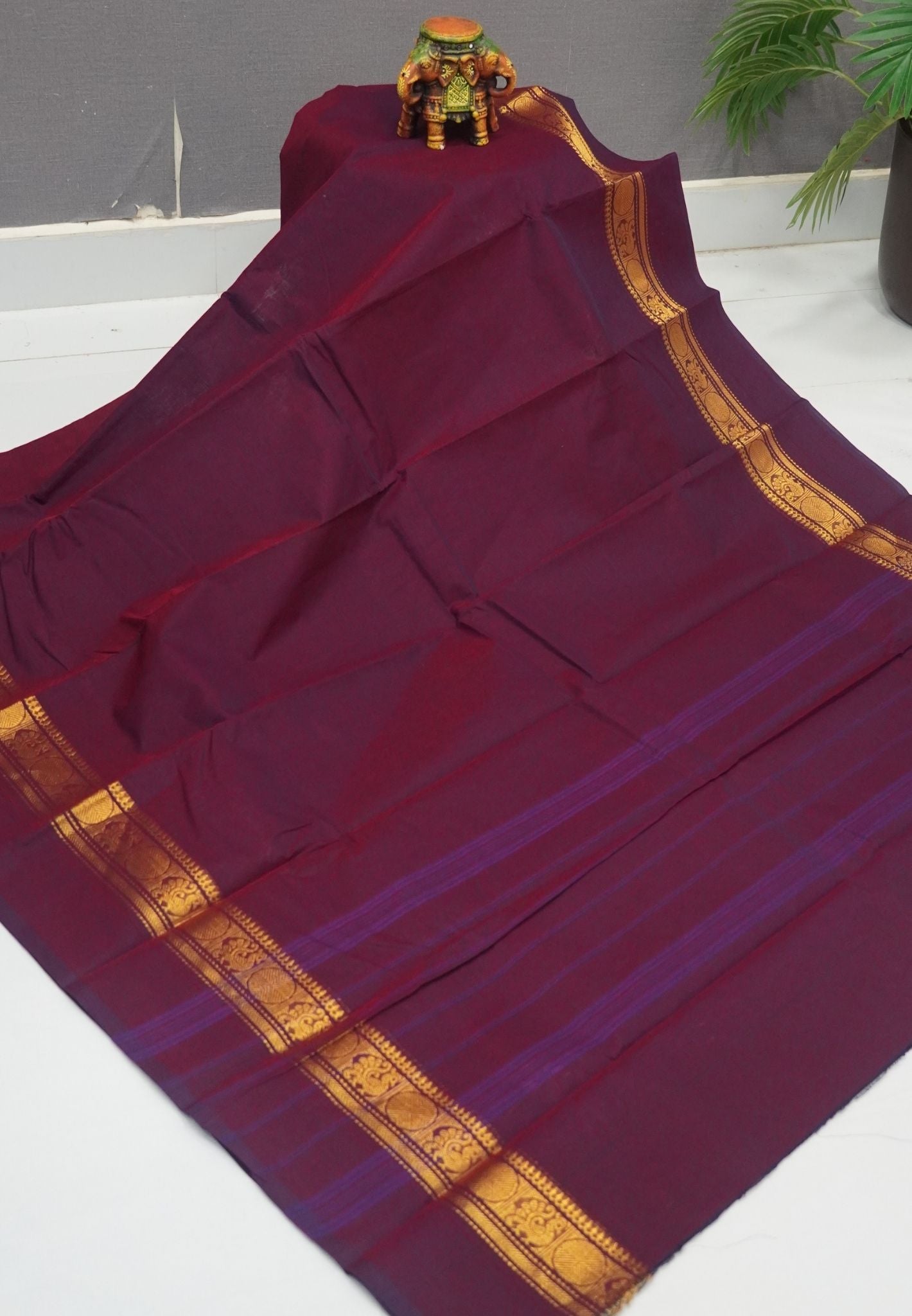 Chettinadu Cotton Saree-Maroon