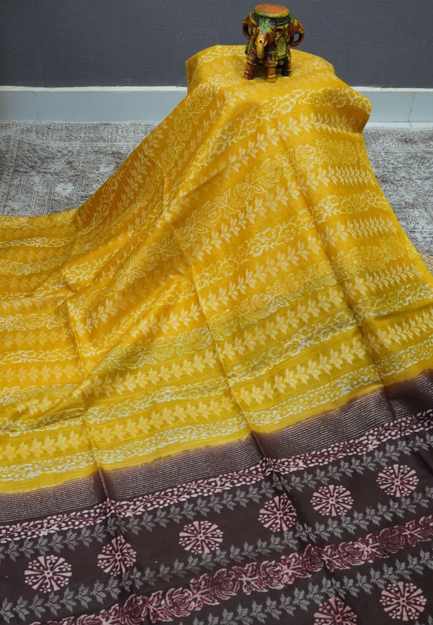 Bhagalpur Cotton Saree-Yellow