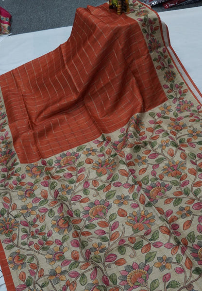 Semi Tussar Saree-Honey