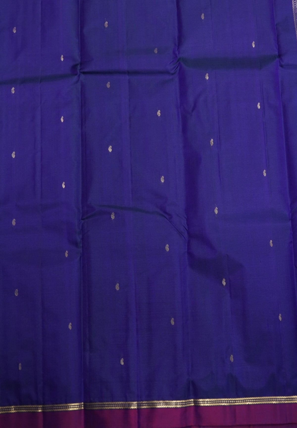 Pure Kanchipuram Silk Saree-Royal Blue with Small Border