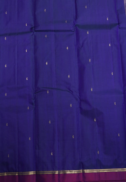 Pure Kanchipuram Silk Saree-Royal Blue with Small Border