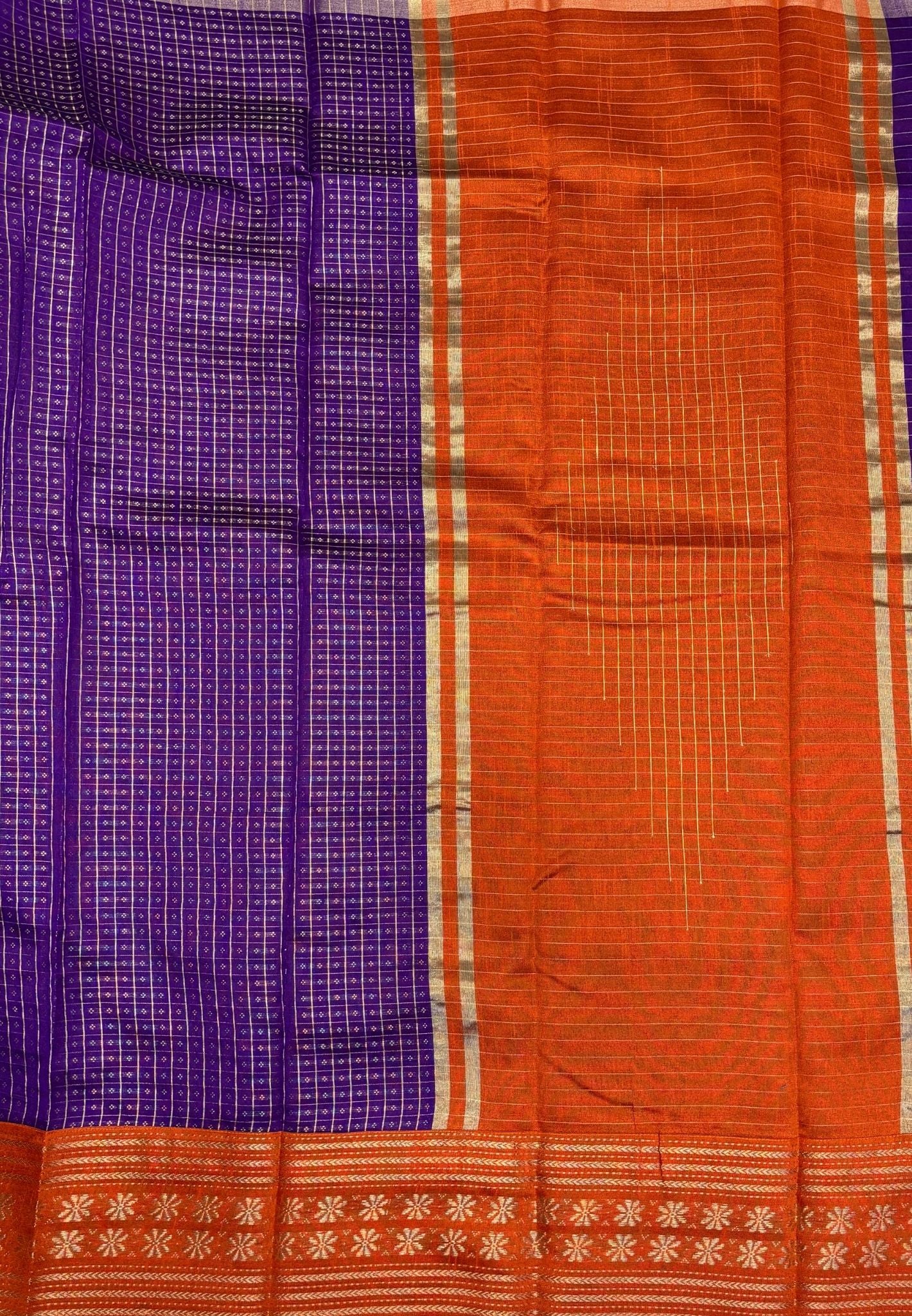 Raw Silk Saree-Violet in 1000 Butta with Contrast Zari Border