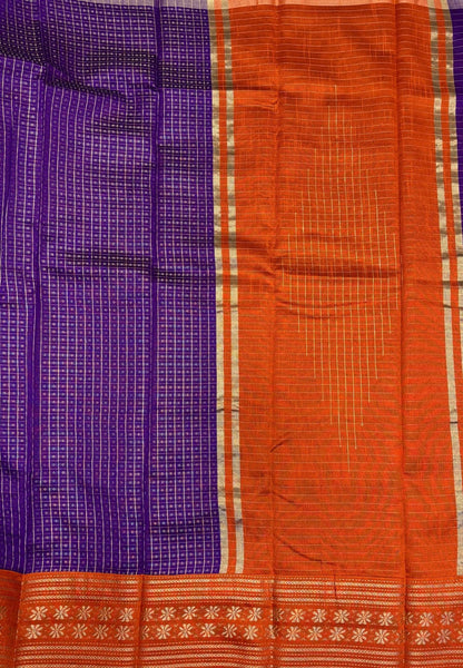 Raw Silk Saree-Violet in 1000 Butta with Contrast Zari Border