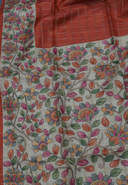 Semi Tussar Saree-Honey