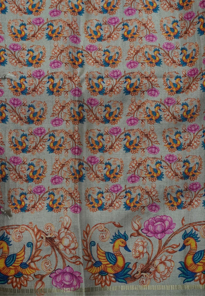 Premium Matka Tussar Saree-Sage Green with Tanjore Print