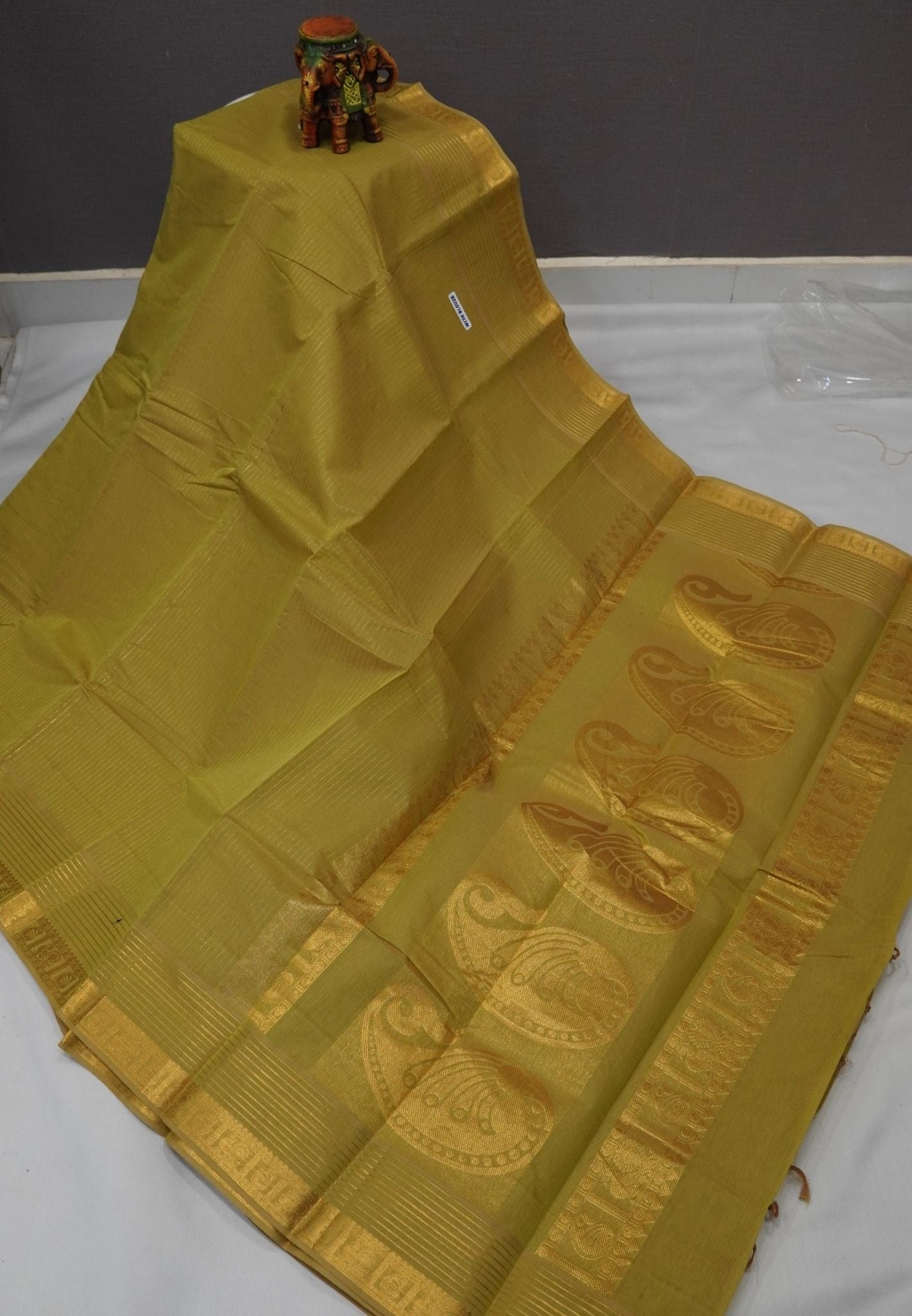 Chettinadu Cotton Saree-Antique Mustard with in Vairaoosi Pattern
