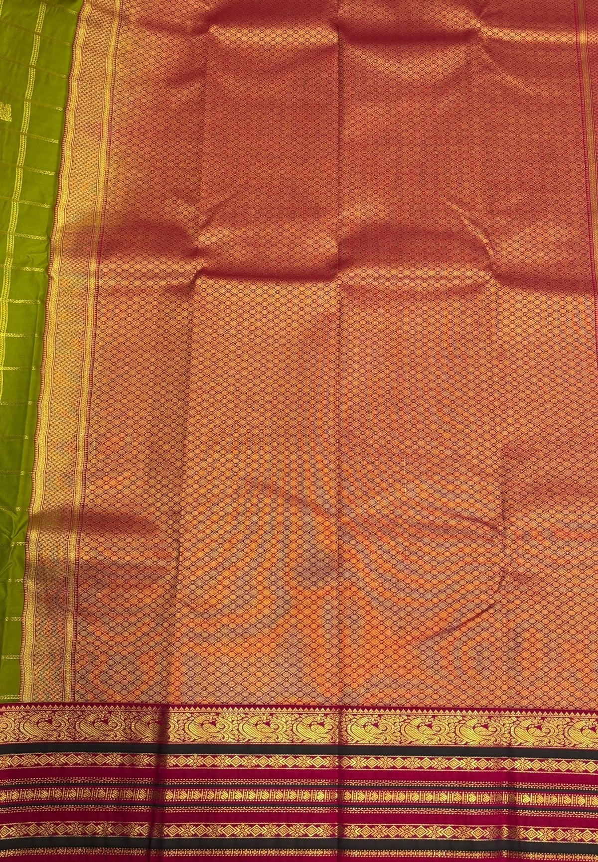 Budget Kanchipuram Saree-Light Green with Contrast Border
