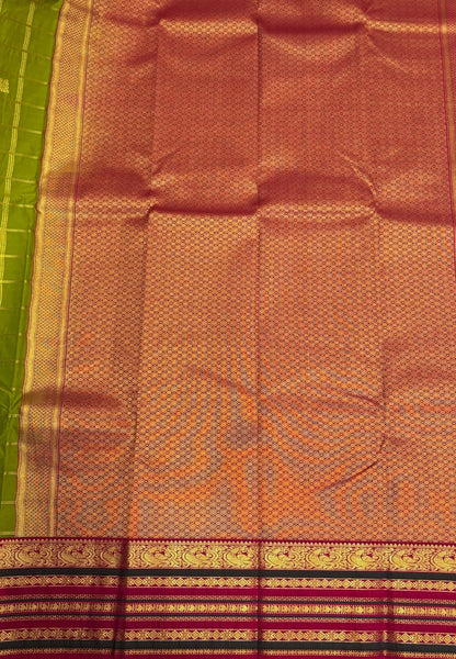 Budget Kanchipuram Saree-Light Green with Contrast Border