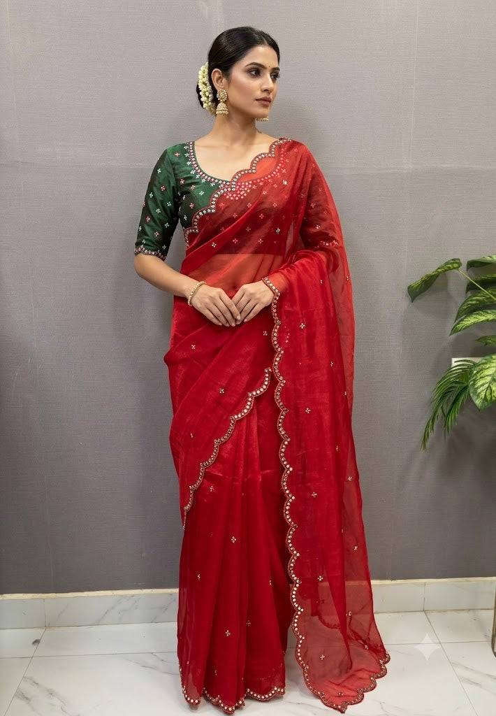 Designer Saree-Red
