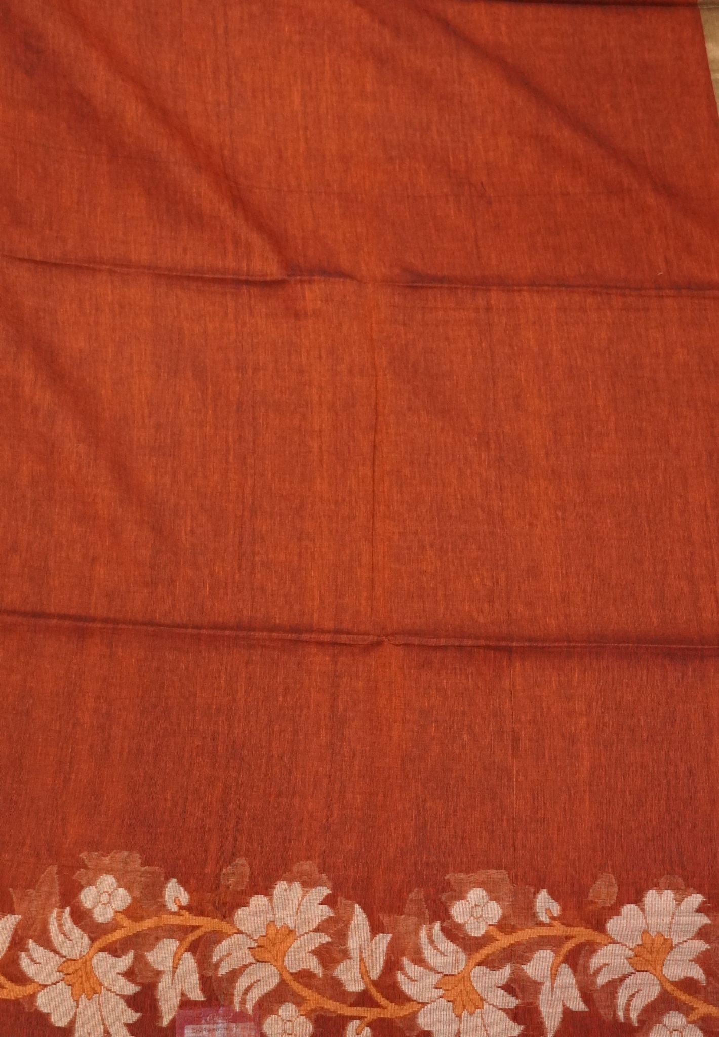 Handloom Cotton Saree-Honey Lotus Jamdhani Border