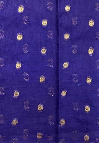 Soft Jute Tussar Saree-Purple In Square Check Zari Border