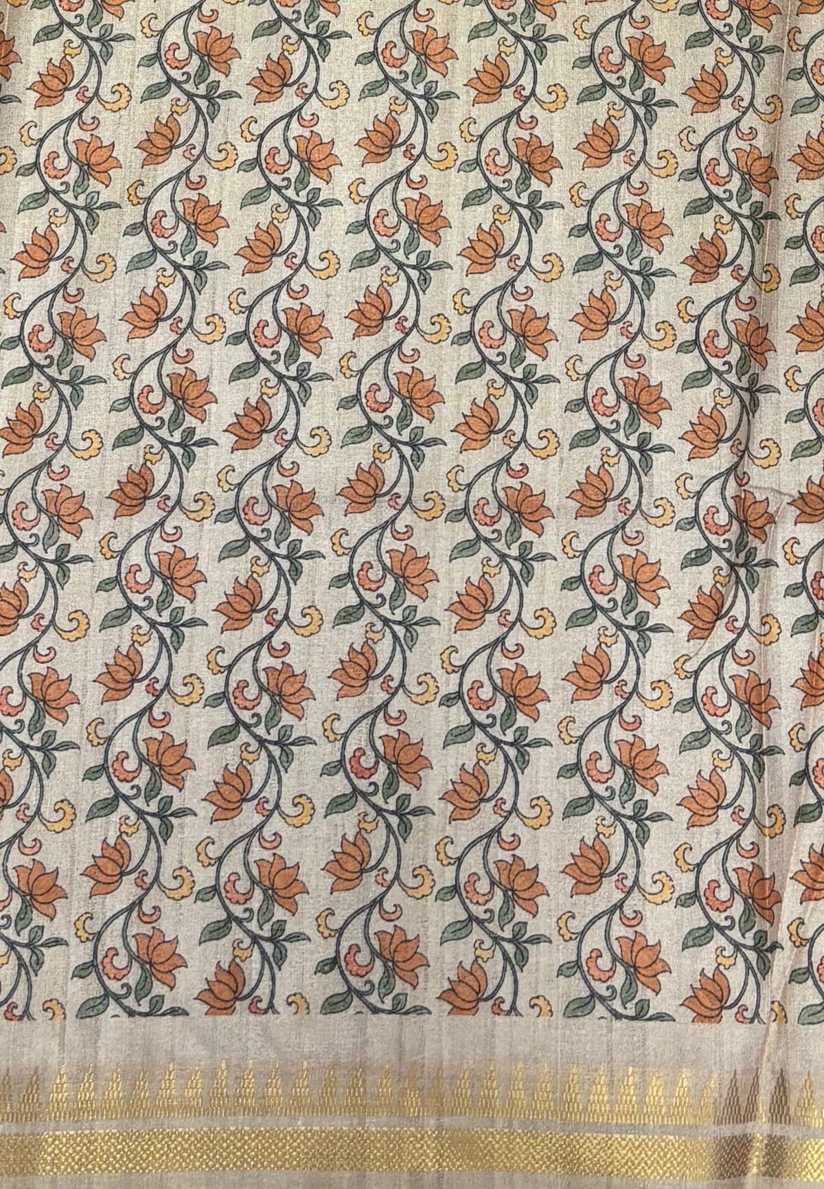 Semi Tussar Saree-Pink in Madras Checks with Peacock Floral Border