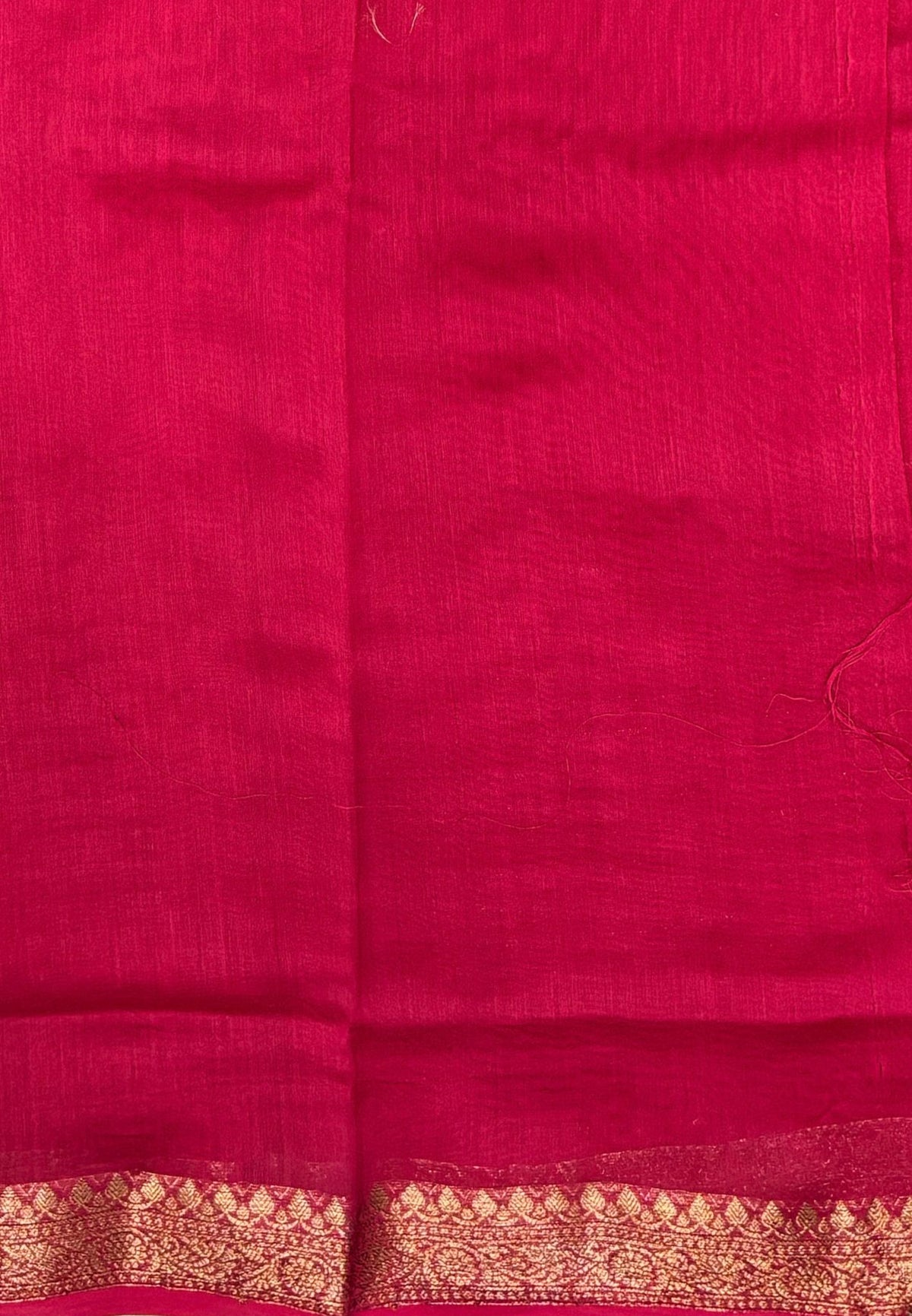 Semi Chinya Silk Saree-Redish In Fine Stripe Zari Border