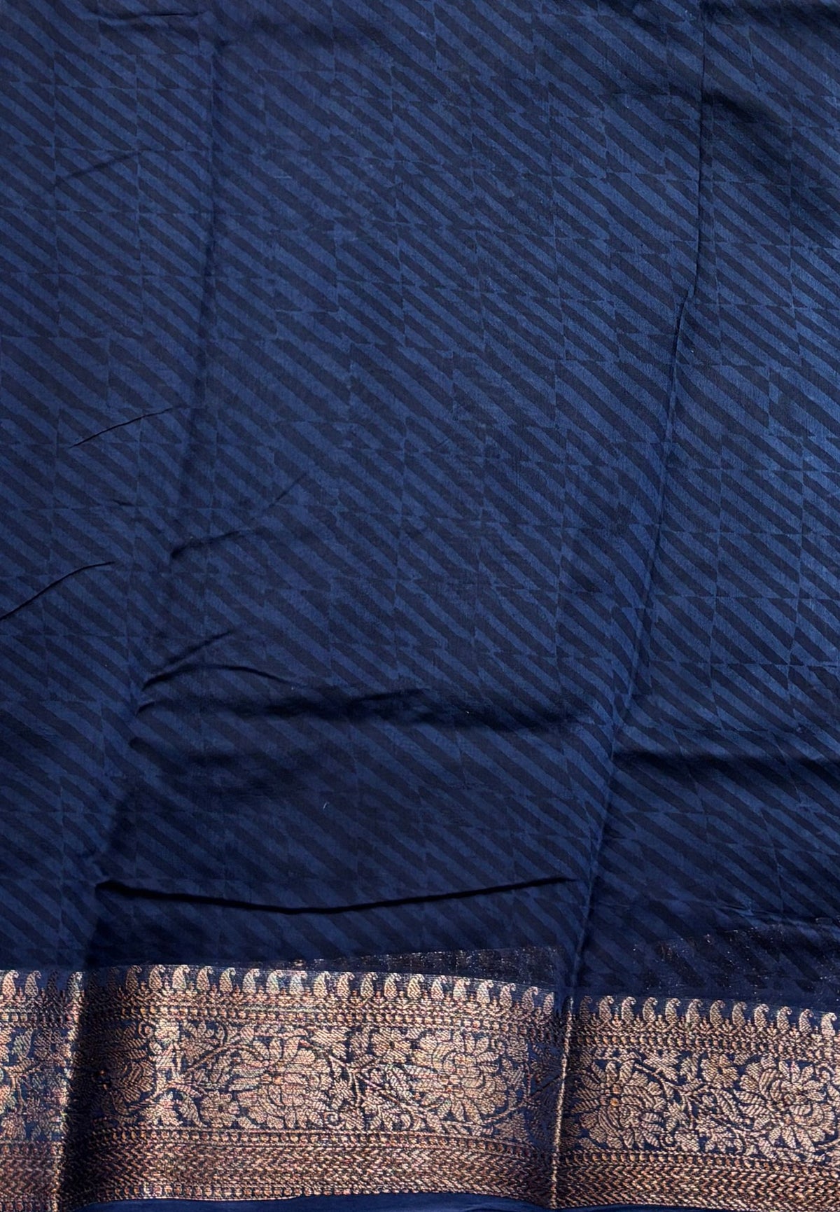 Pure Chanderi Saree-Blue in Circle Pattern Border